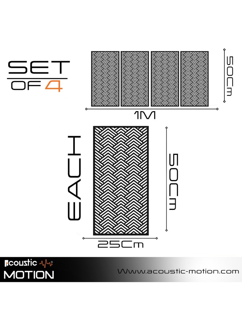 أكويستك موشان لوحات ديكور فنية جدارية خشبية من ACOUSTIC MOTION®، تصميم  VECTRA مع شريط لاصق مزدوج الوجه، معلق على الحائط باللون الأسود الحديث للمنزل وغرفة المعيشة وغرفة النوم والمكتب والفندق، 25 × 50 × 0.5 سم، مجموعة مكونة من 4 قطع - Image 3
